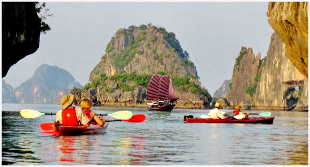 kayaking on Halong bay